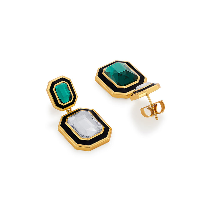Banger Two-Tone Crystal Drop Earrings - Isharya | Modern Indian Jewelry