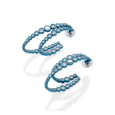 Aqua Blue Double Hoop Earrings - Isharya | Modern Indian Jewelry