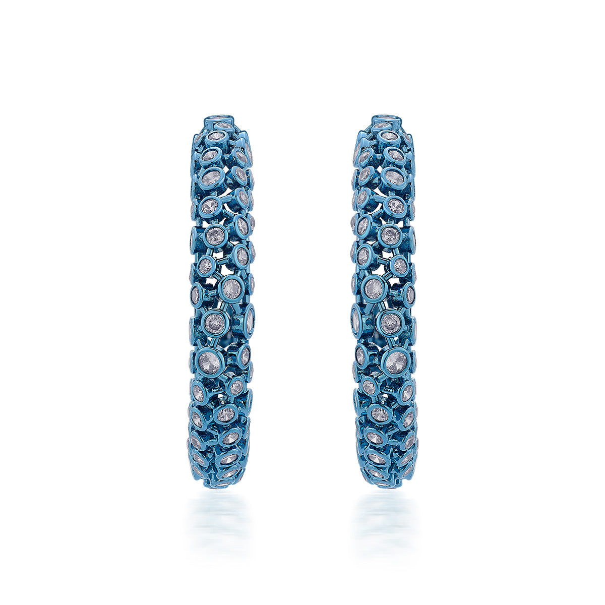 Aqua Blue Mesh Earrings - Isharya | Modern Indian Jewelry