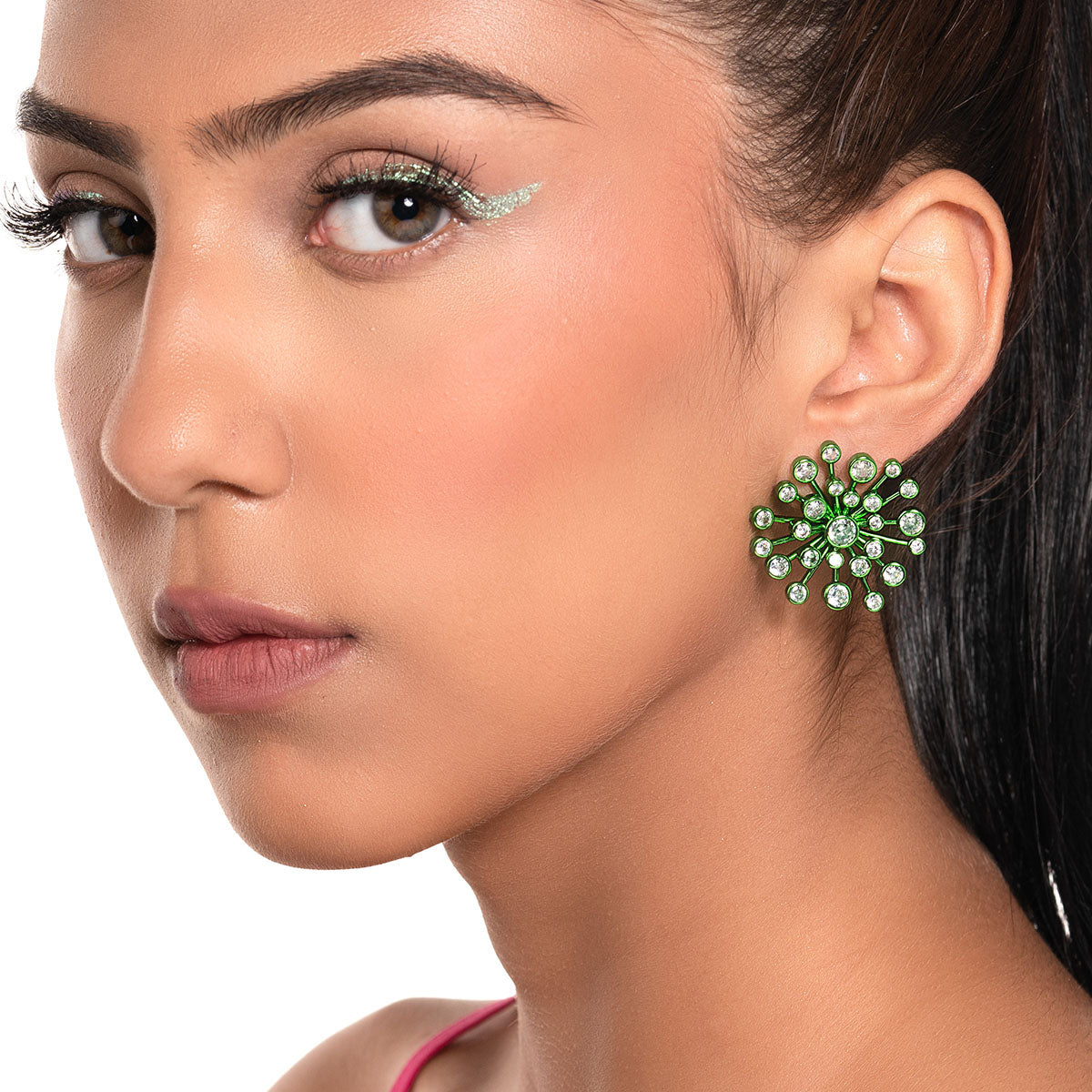 Parakeet Green Starburst Earrings - Isharya | Modern Indian Jewelry