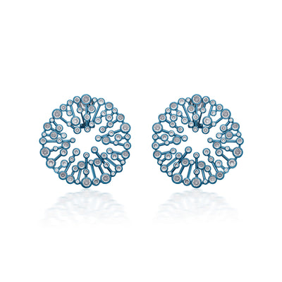 Aqua Blue Starburst Statement Earrings - Isharya | Modern Indian Jewelry