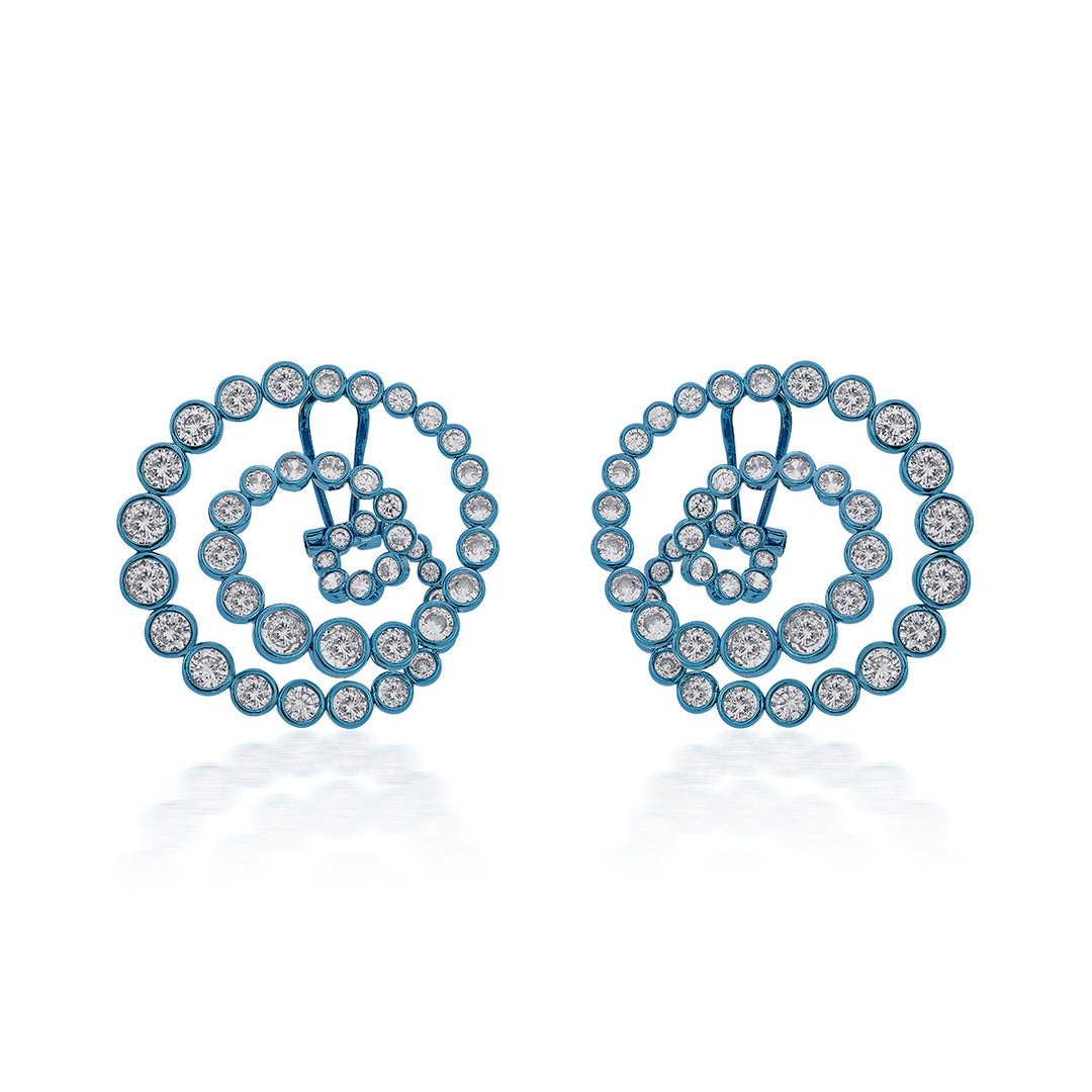 Aqua Blue Statement Swirl Hoop Earrings
