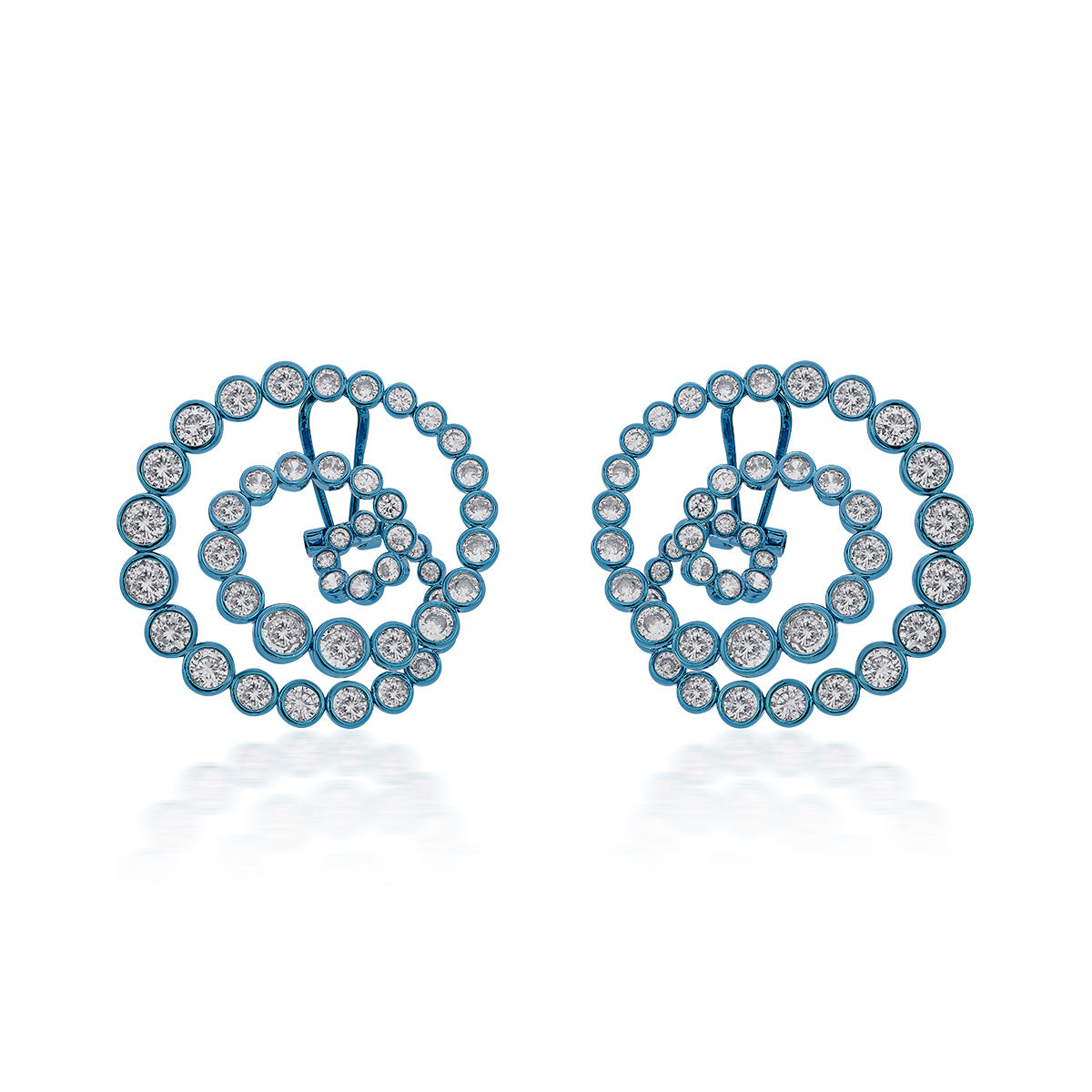 Aqua Blue Statement Swirl Hoop Earrings - Isharya | Modern Indian Jewelry