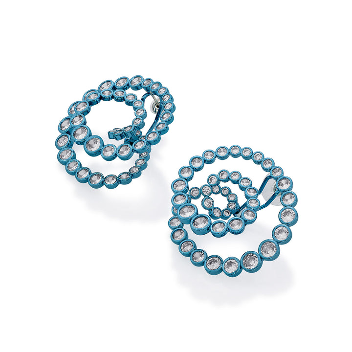 Aqua Blue Statement Swirl Hoop Earrings
