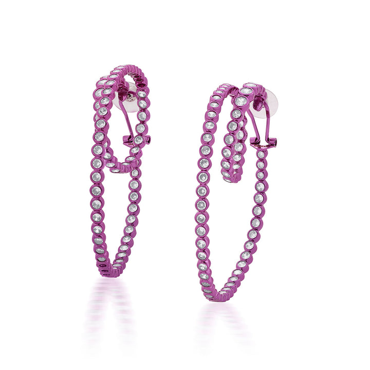 Rani Pink Swirl Hoop Earrings