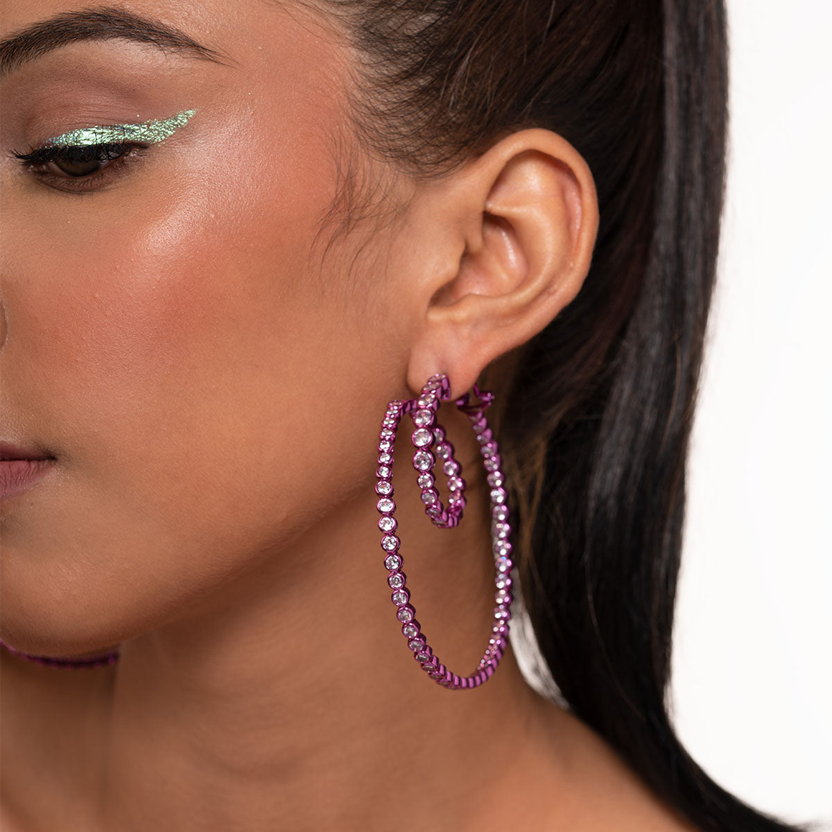 Rani Pink Swirl Hoop Earrings - Isharya | Modern Indian Jewelry