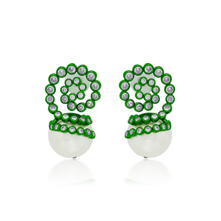Parakeet Green Pearl Drop Earrings - Isharya | Modern Indian Jewelry