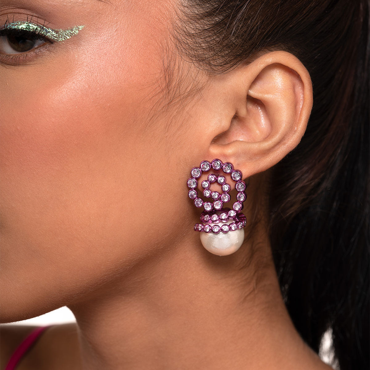 Rani Pink Pearl Drop Earrings - Isharya | Modern Indian Jewelry