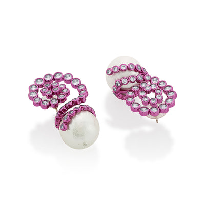 Rani Pink Pearl Drop Earrings - Isharya | Modern Indian Jewelry