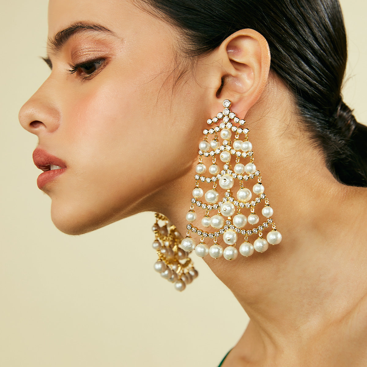 Mint Kundan Lightweight Jhumka Pipal Patti Earrings Tikka Jhumar Set –  Amazel Designs