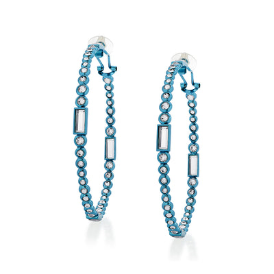 Aqua Blue Oversized Hoop Earrings - Isharya | Modern Indian Jewelry