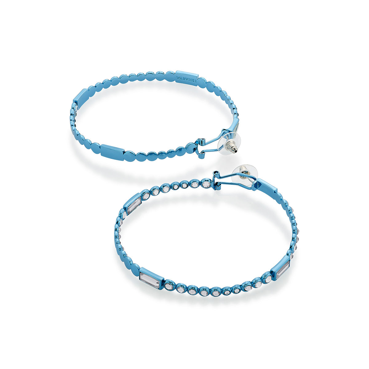 Aqua Blue Oversized Hoop Earrings - Isharya | Modern Indian Jewelry