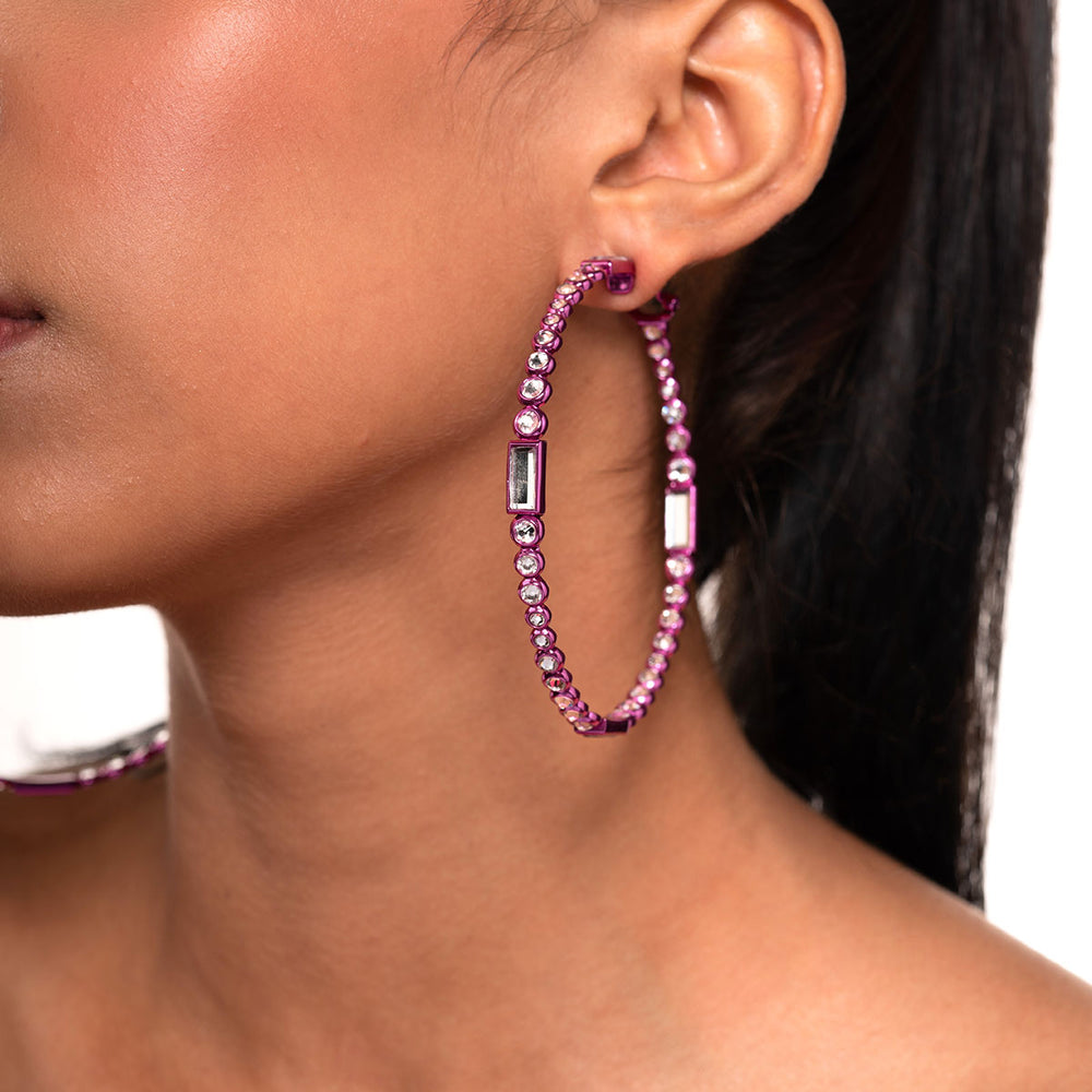 Rani Pink Oversized Hoop Earrings - Isharya | Modern Indian Jewelry