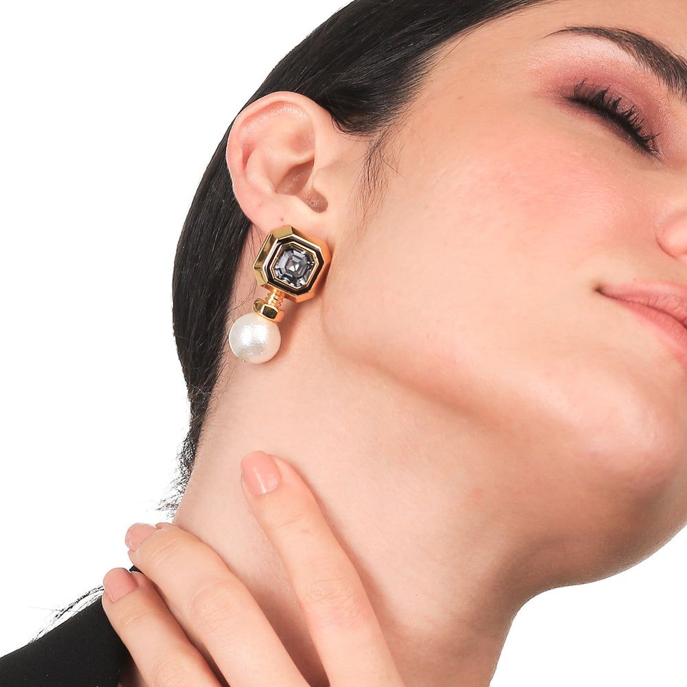 Ocasio-Cortez Grey Crystal Earrings - Isharya | Modern Indian Jewelry