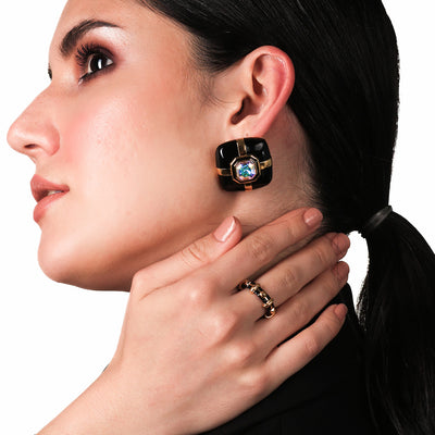 Emma Emerald Stud Earrings - Isharya | Modern Indian Jewelry