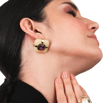 Cullors Amethyst Stud Earrings - Isharya | Modern Indian Jewelry