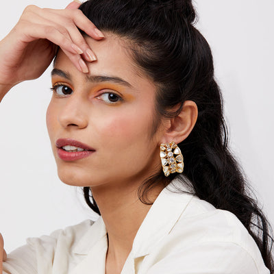 Ruhaaniyat CZ & Mirror Hoop Earrings - Isharya | Modern Indian Jewelry