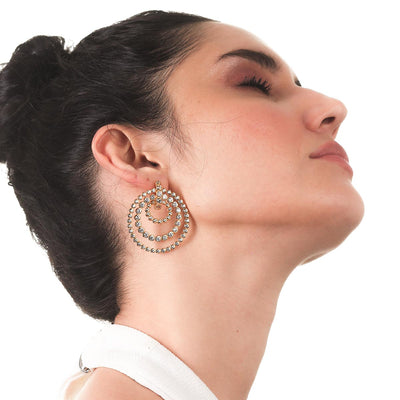 Seher CZ Concentric Hoop Earrings - Isharya | Modern Indian Jewelry