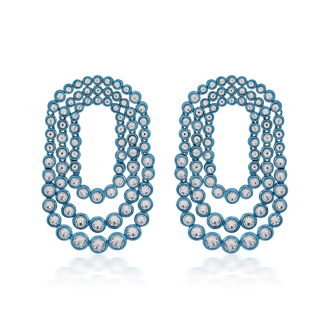 Aqua Blue Tri Layered Earrings