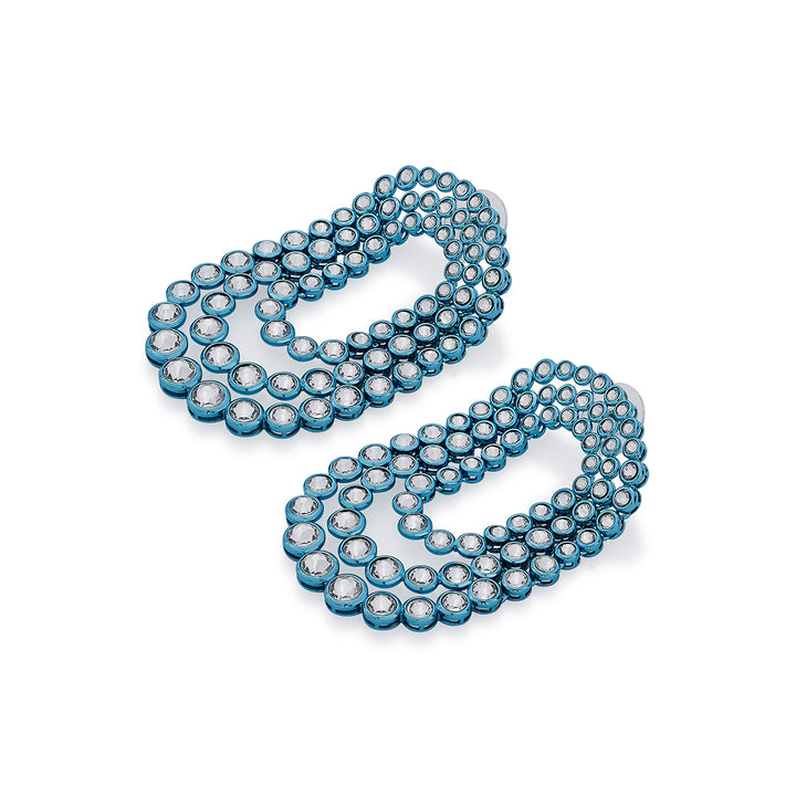 Aqua Blue Tri Layered Earrings - Isharya | Modern Indian Jewelry