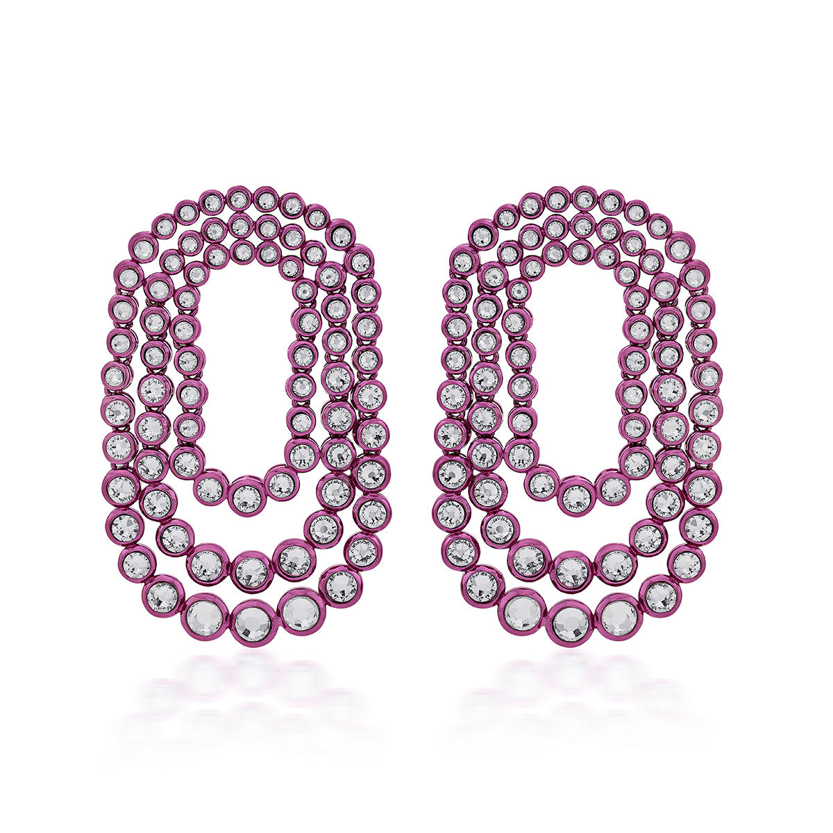 Rani Pink Tri Layered Earrings - Isharya | Modern Indian Jewelry
