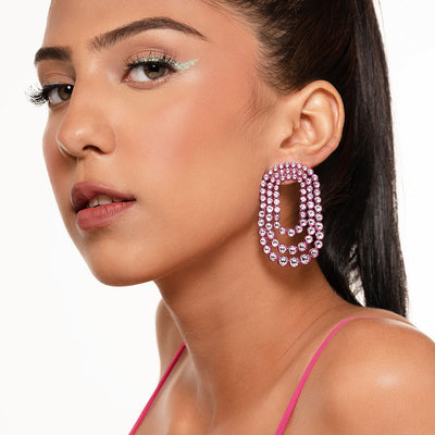 Rani Pink Tri Layered Earrings - Isharya | Modern Indian Jewelry