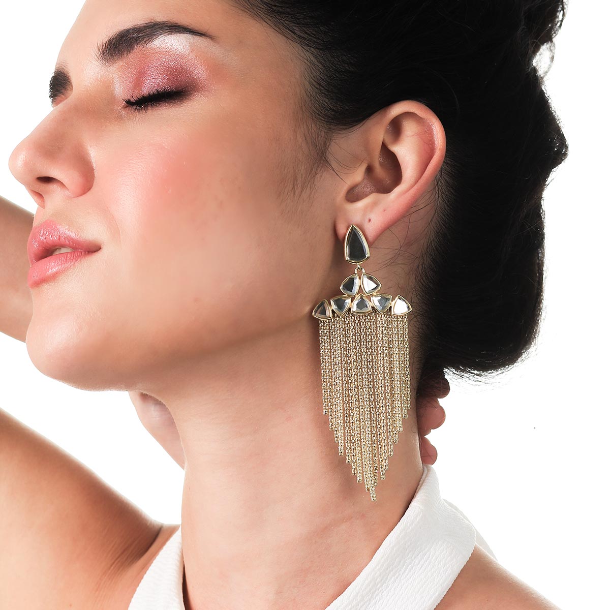 Shiza Mirror Long Earrings - Isharya | Modern Indian Jewelry