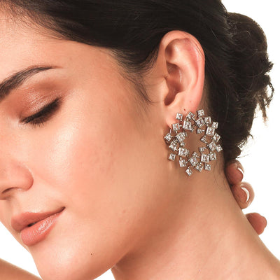 Ada Starburst Mirror Studs - Isharya | Modern Indian Jewelry