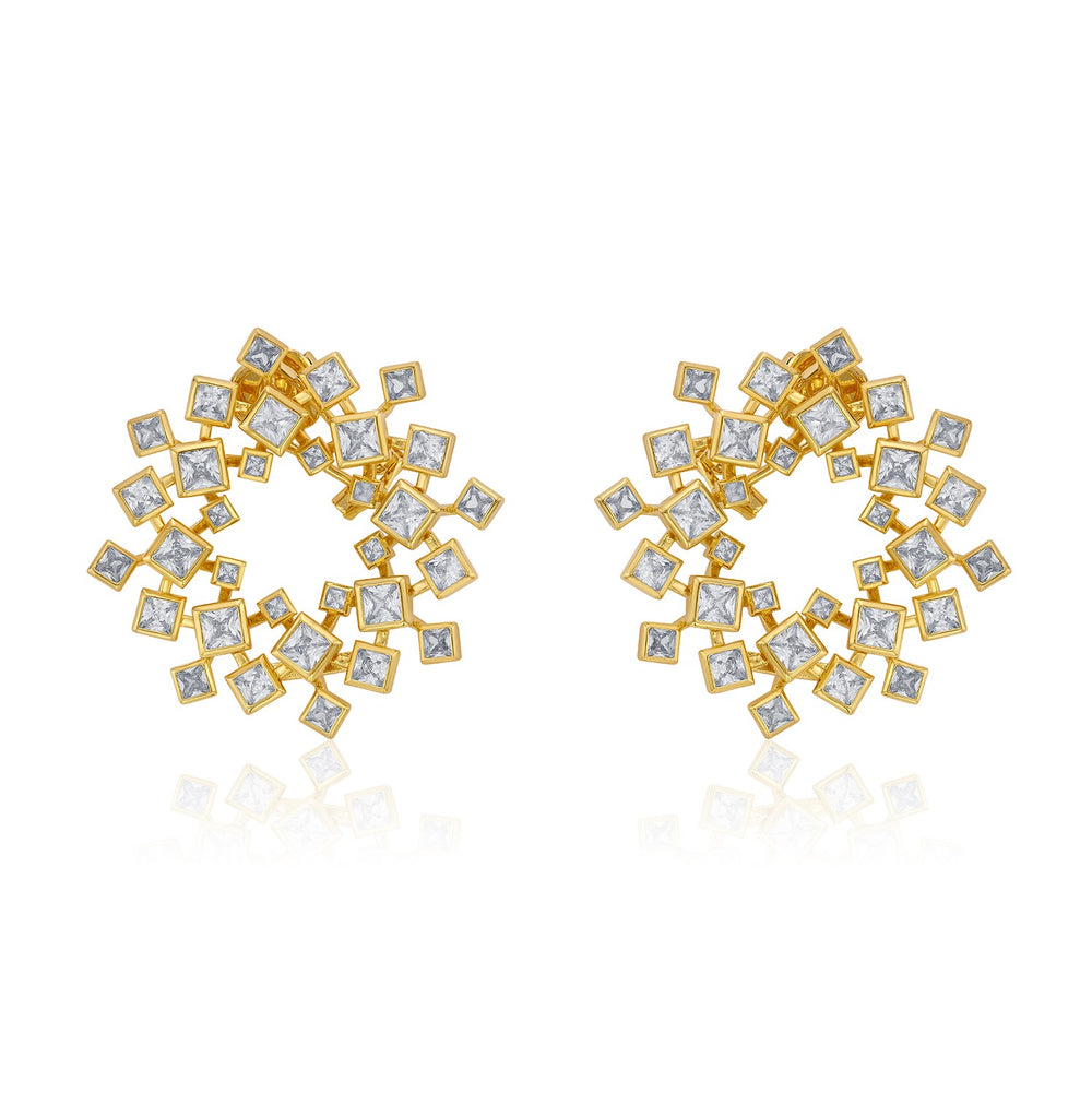 Gold Ada Starburst Mirror Studs