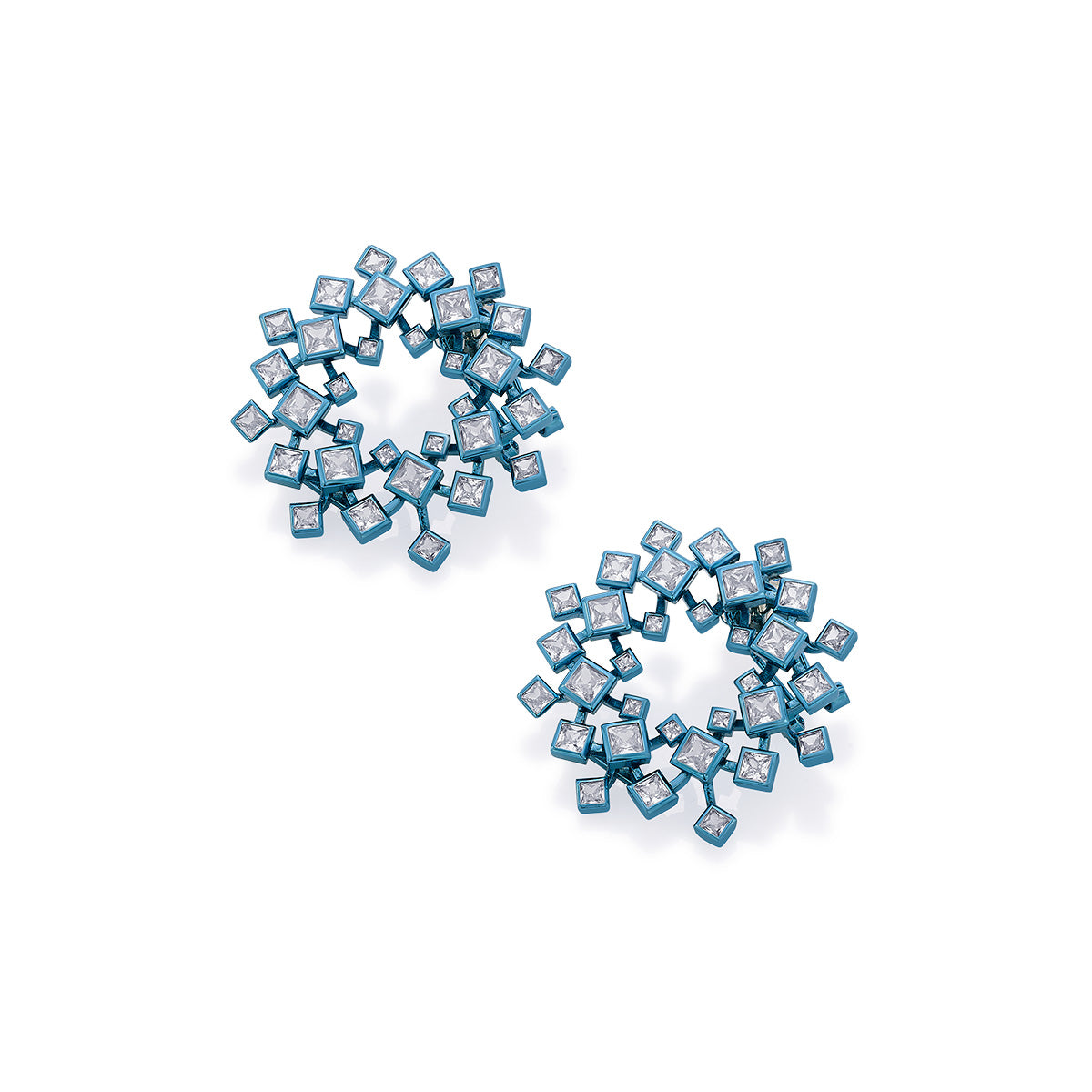 Aqua Blue Halo Earrings - Isharya | Modern Indian Jewelry