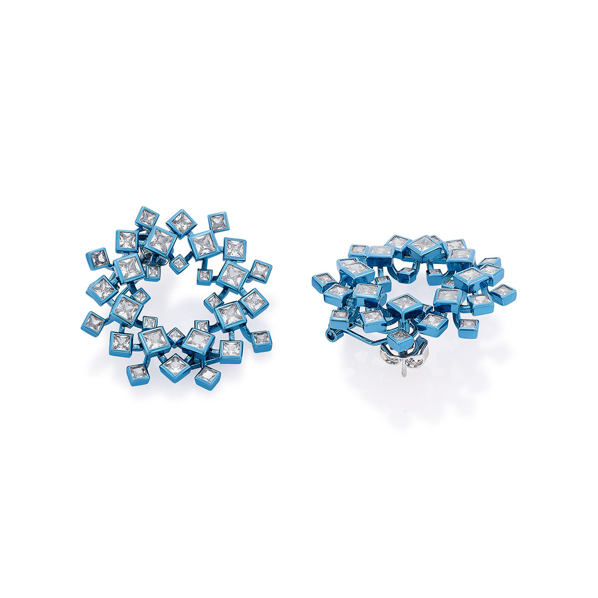 Aqua Blue Halo Earrings - Isharya | Modern Indian Jewelry