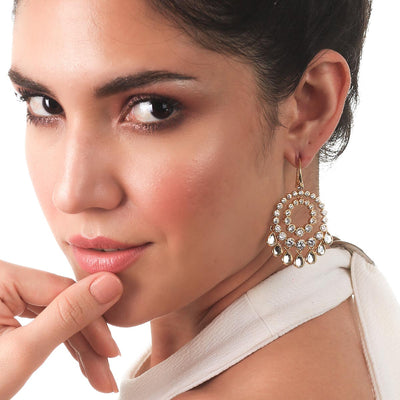 Ada Mirror & CZ Chandbali Earrings - Isharya | Modern Indian Jewelry