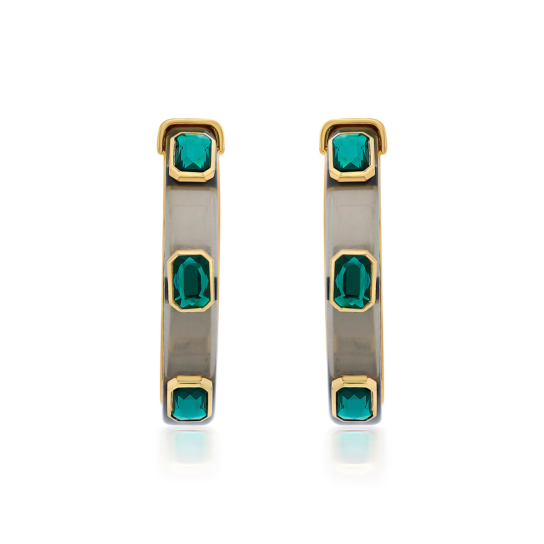 Bougie Green Crystal Hoops