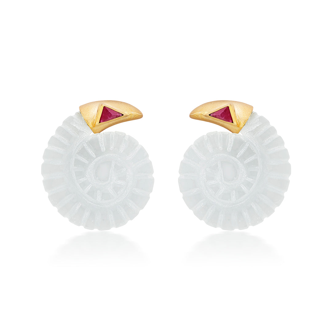 Seashell Rock Crystal Studs