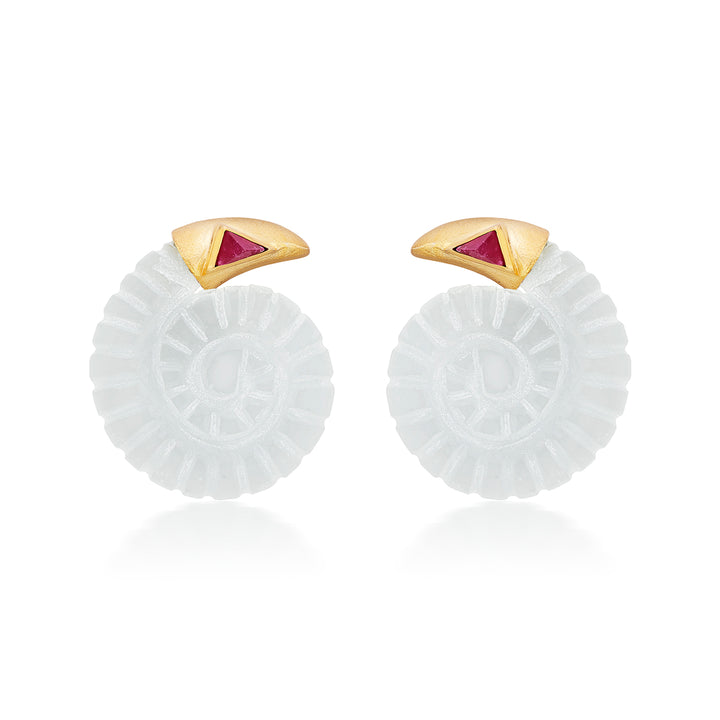 Seashell Rock Crystal Studs