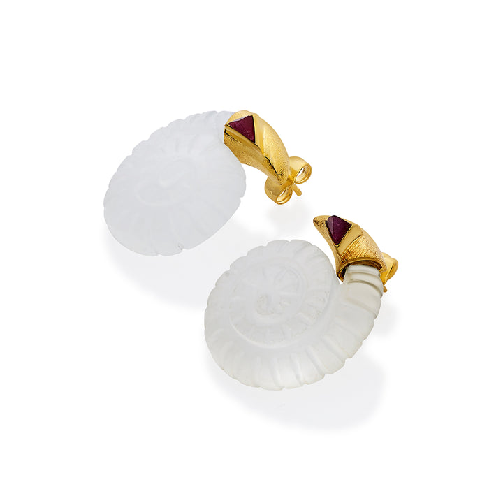 Seashell Rock Crystal Studs