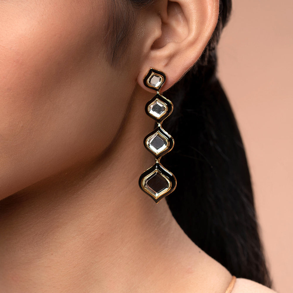 Amina Mirror Minaret Earrings - Isharya | Modern Indian Jewelry