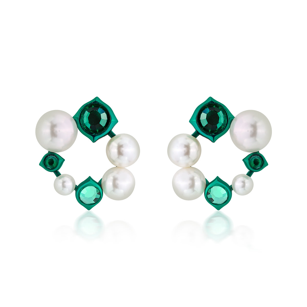 Zeenat Green Quartz Pearl Earrings - Isharya | Modern Indian Jewelry