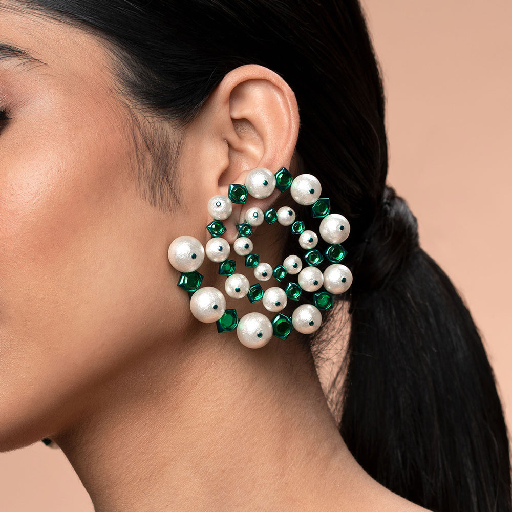 Zeenat Pearl Swirl Earrings - Isharya | Modern Indian Jewelry