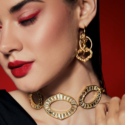 Amara Interlocked Mughal Earrings - Isharya | Modern Indian Jewelry