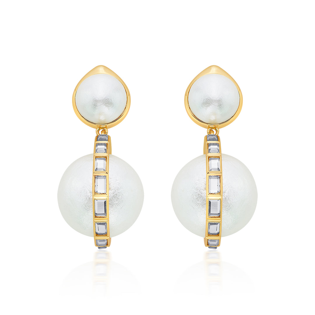 Amara Pearl Duo Drop Earrings - Isharya | Modern Indian Jewelry