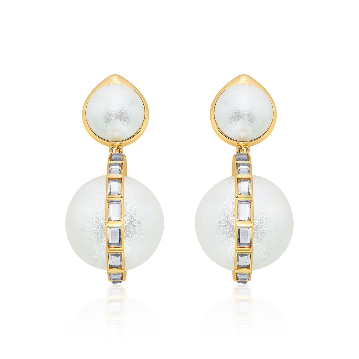 Amara Pearl Duo Drop Earrings - Isharya | Modern Indian Jewelry