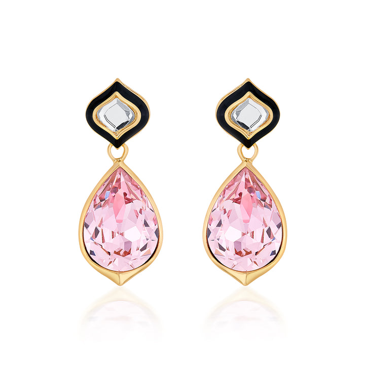 Meher Pink Crystal Earrings - Isharya | Modern Indian Jewelry