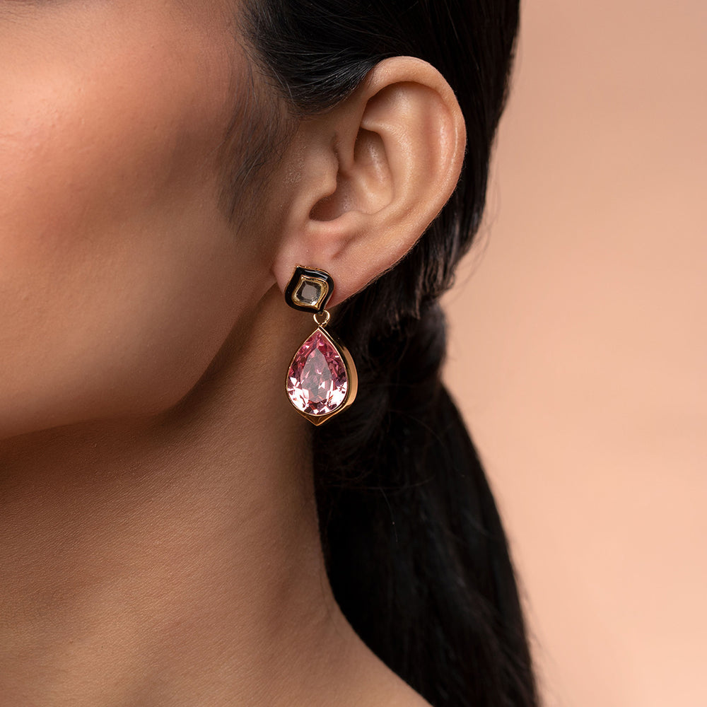 Meher Pink Crystal Earrings