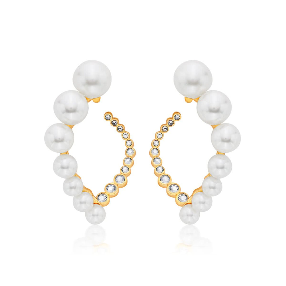 Amara CZ Pearl Harp Earrings