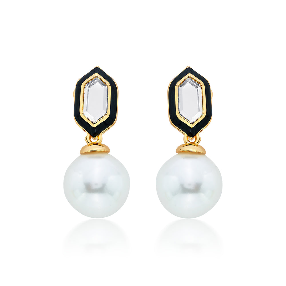 Amina Pearl Mirror Stud Earrings