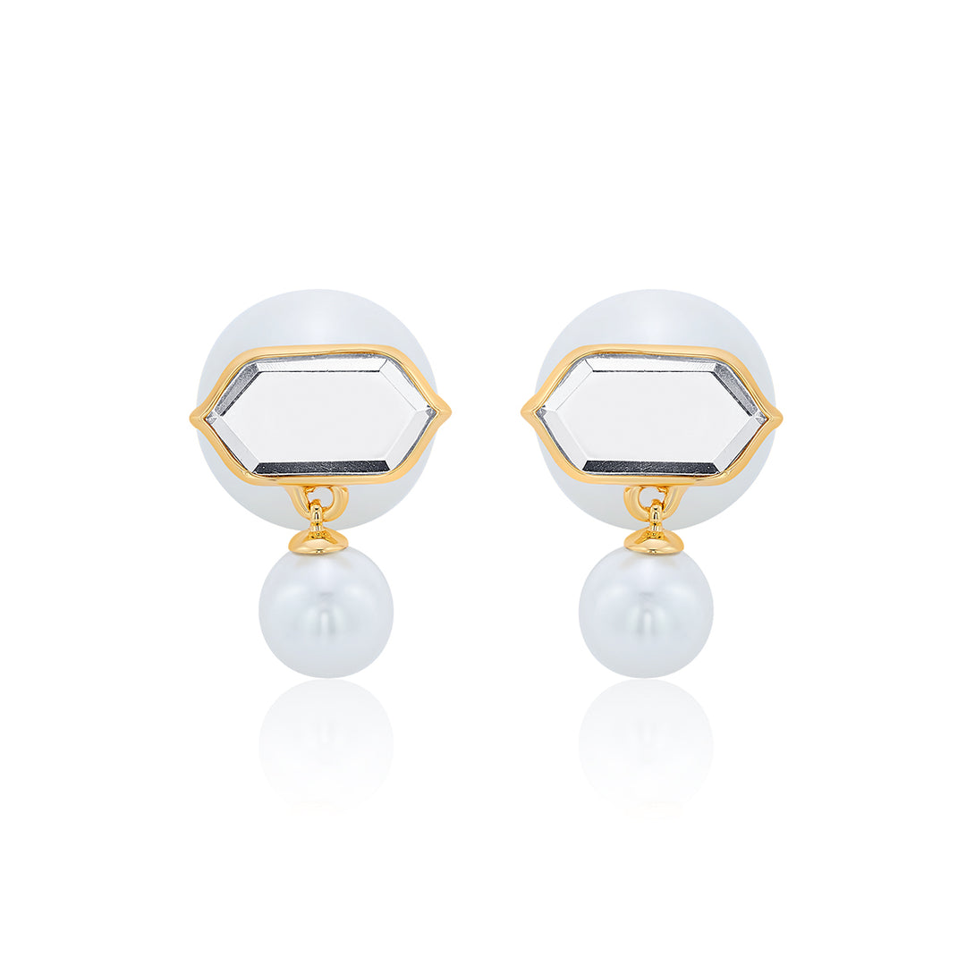 Amara Pearl Duo Earrings - Isharya | Modern Indian Jewelry