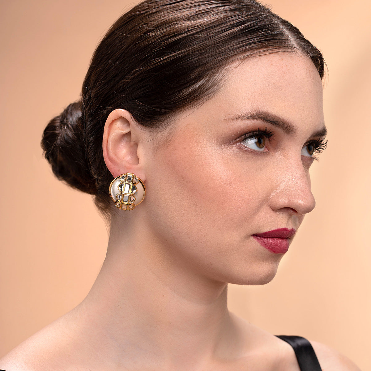 Amara Mirror Pearl Earrings - Isharya | Modern Indian Jewelry