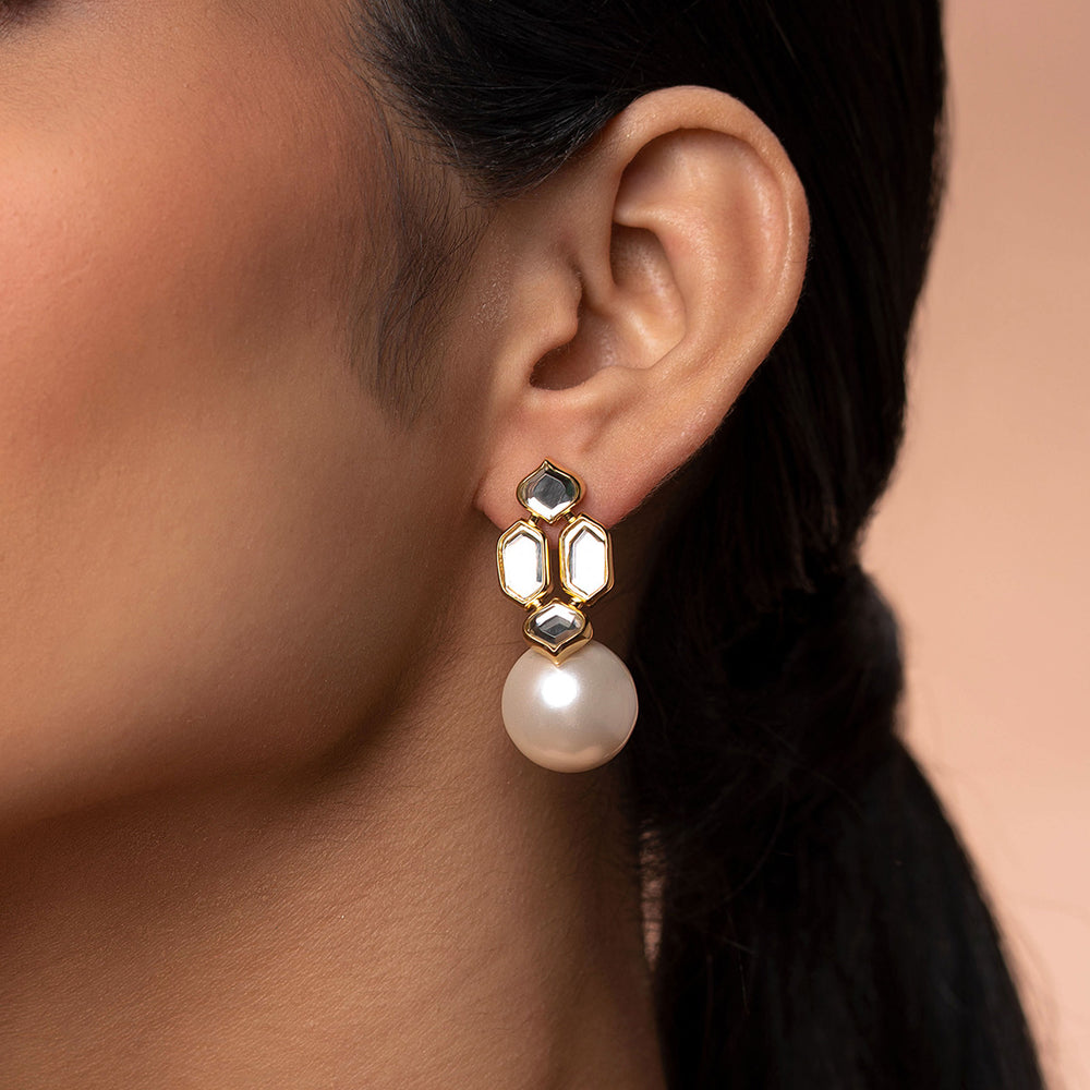 Ada Mirror & Pearl Jhoomar Earrings