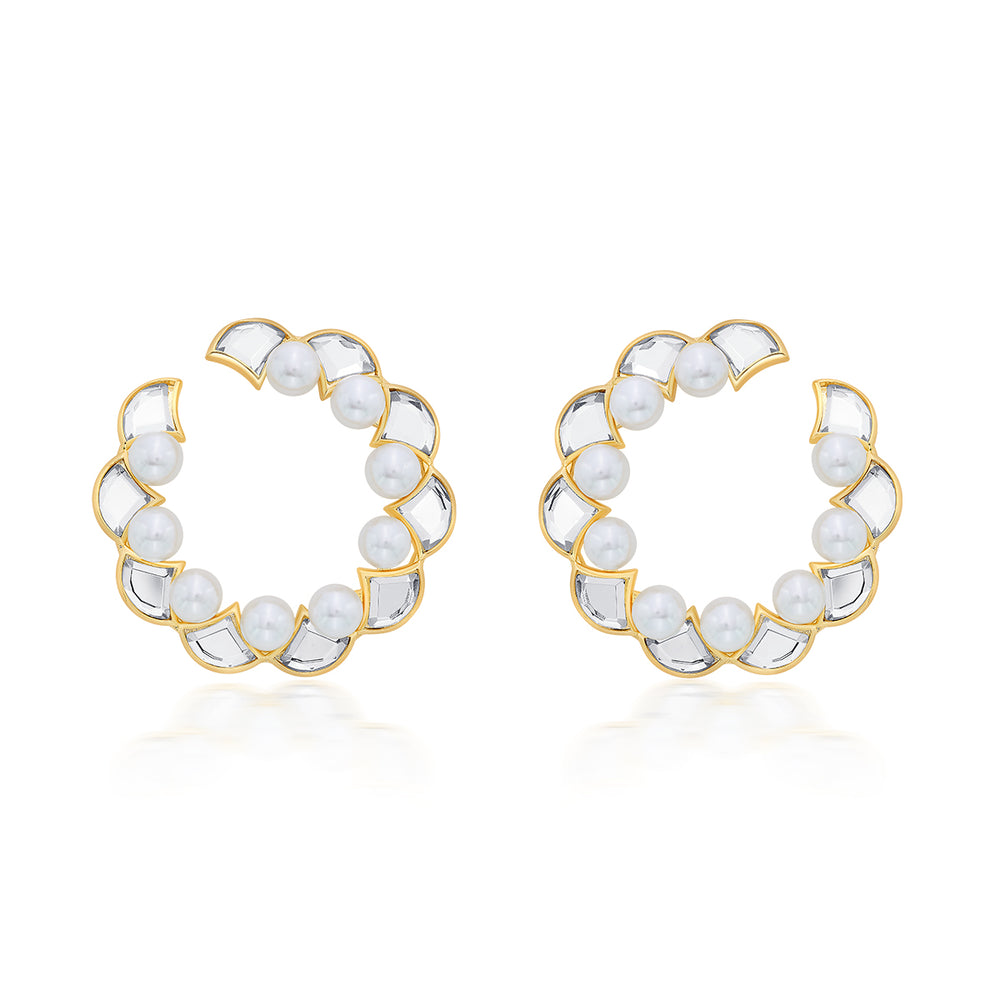 Amara Mirror Pearl Hoop Earrings